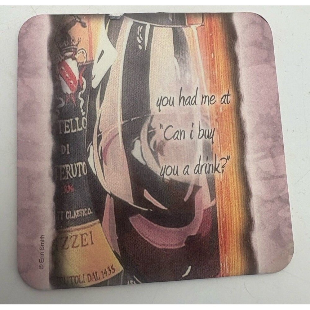 Set 10 Erin Smith Funny Bar Coasters Double Sided Wine Humor